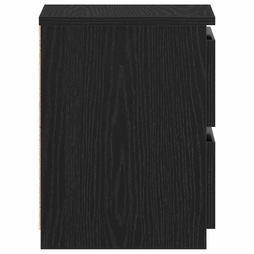 Armadio da Notte con cassetto 2 pcs Rovere Nero 30 x 30 x 40 cm
