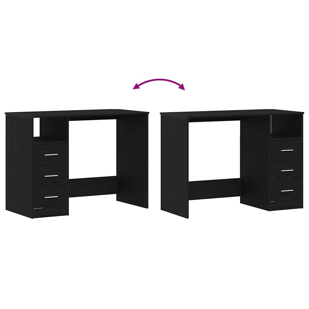 Scrivania Cassetti Rovere Nero 102x50x76 cm Legno Multistrato - homemem39