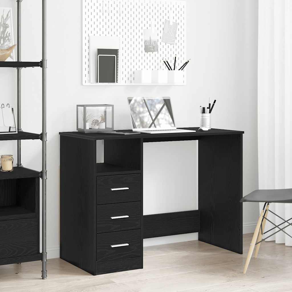 Scrivania Cassetti Rovere Nero 102x50x76 cm Legno Multistrato