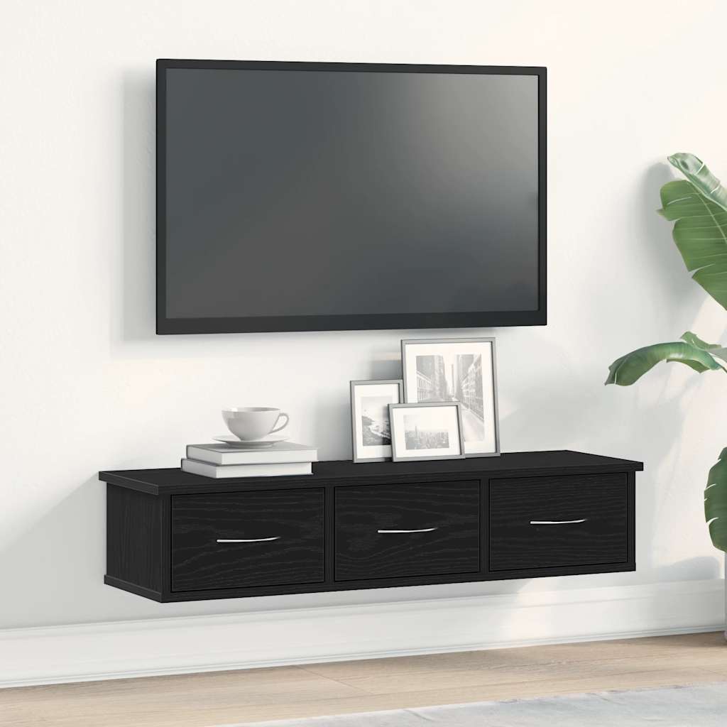 Mobile a Parete Rovere Nero 88x26x18,5 cm in Truciolato | homemem39