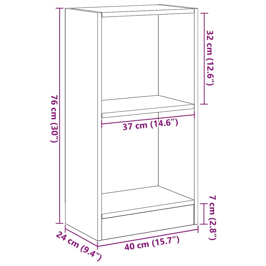 Libreria Rovere Nero 40x24x76 cm in Legno Multistrato | homemem39