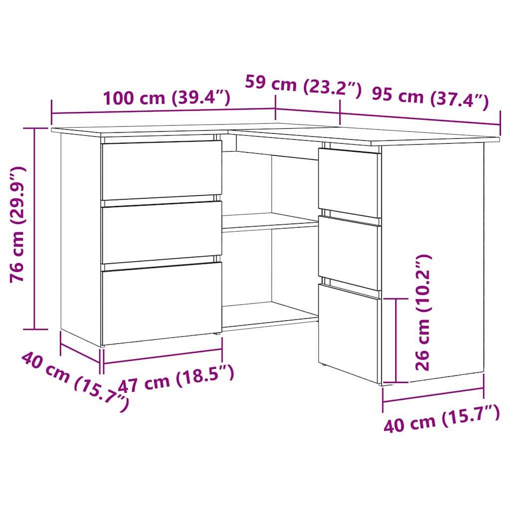 Scrivania Rovere Nero 145 x 100 x 76 cm Legno multistrato