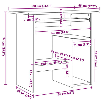 Scrivania Rovere Nero 80x45x74 cm in Legno Multistrato