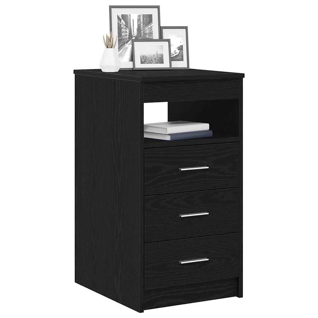 Cassettiera Rovere Nero 40x50x76 cm in Legno Multistrato