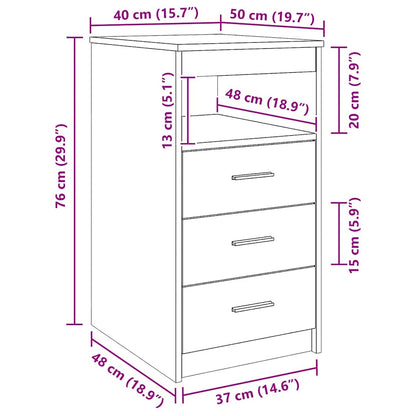 Cassettiera Rovere Nero 40x50x76 cm in Legno Multistrato | homemem39