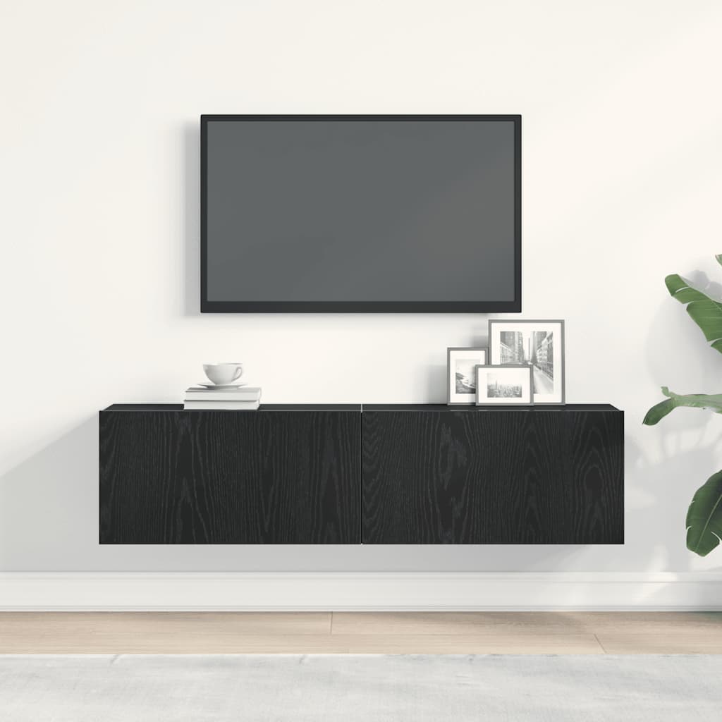 Mobile TV Rovere Nero 120x30x30,5 cm in Legno Multistrato | homemem39