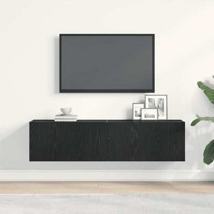 Mobile TV Rovere Nero 120x30x30,5 cm in Legno Multistrato | homemem39