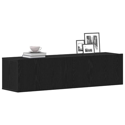 Mobile TV Rovere Nero 120x30x30,5 cm in Legno Multistrato