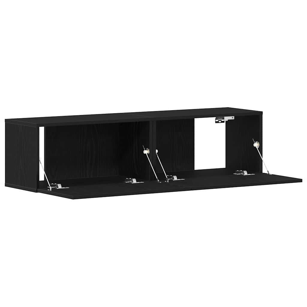 Mobile TV Rovere Nero 120x30x30,5 cm in Legno Multistrato | homemem39