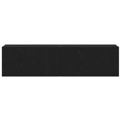 Mobile TV Rovere Nero 120x30x30,5 cm in Legno Multistrato | homemem39