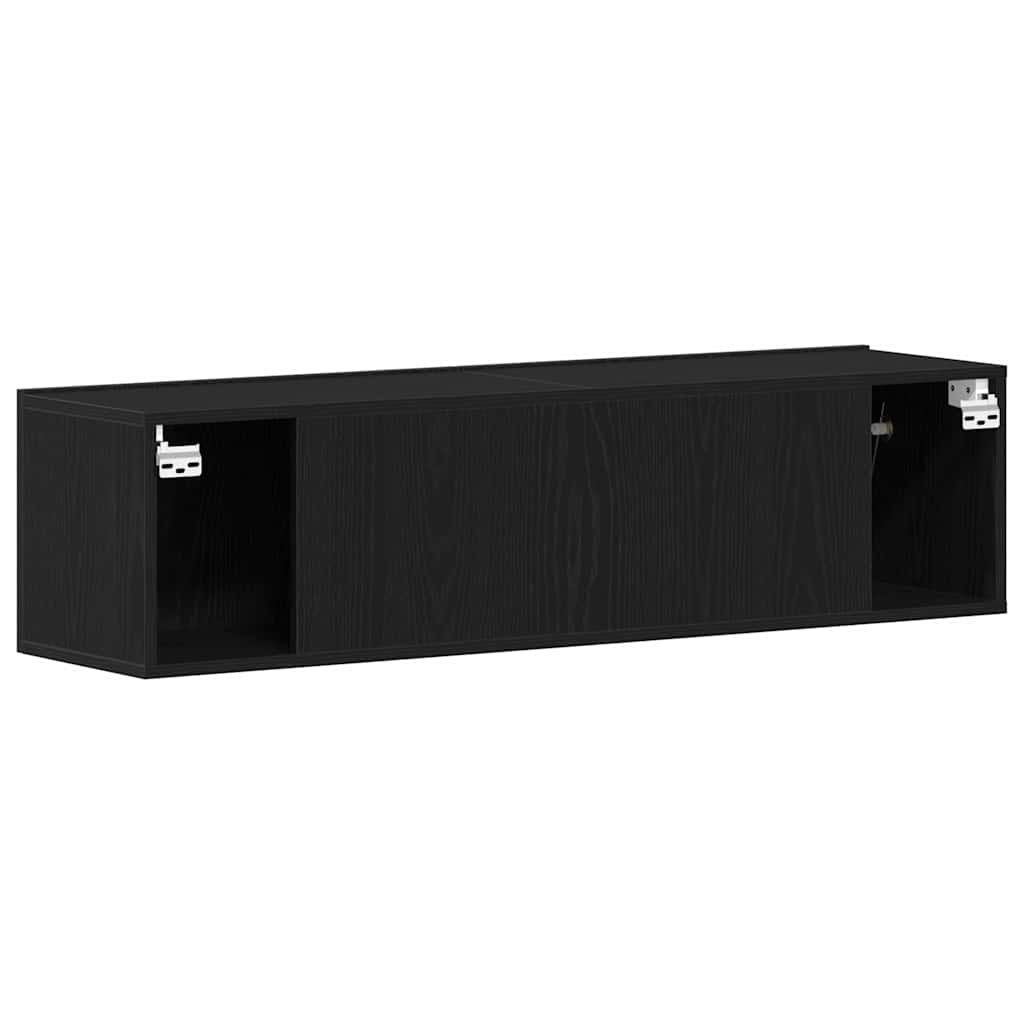 Mobile TV Rovere Nero 120x30x30,5 cm in Legno Multistrato | homemem39