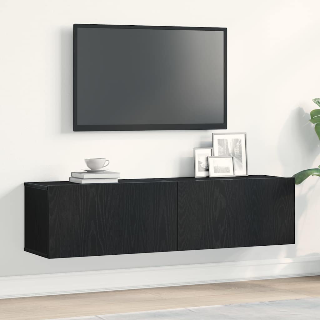 Mobile TV Rovere Nero 120x30x30,5 cm in Legno Multistrato