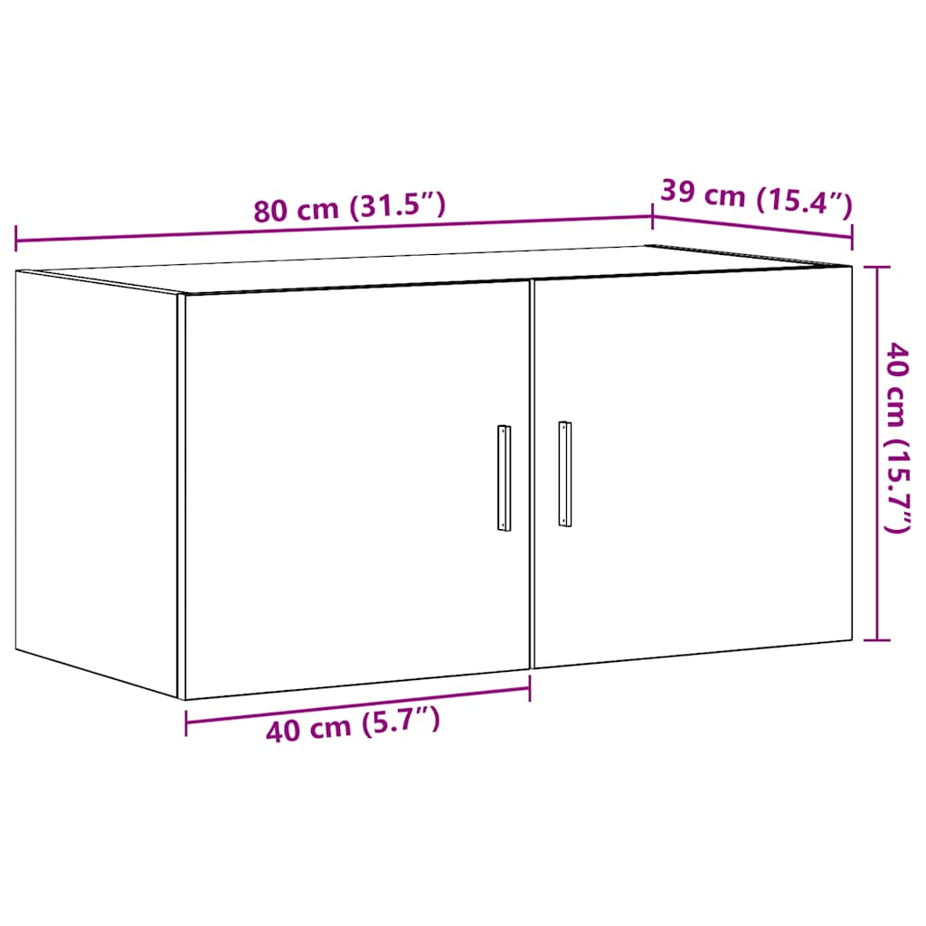 Armadietto a Muro Rovere Nero 80x39x40 cm in Truciolato | homemem39