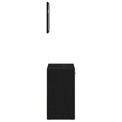 Mobile da Bagno con Specchio Rovere Nero in Legno Multistrato | homemem39