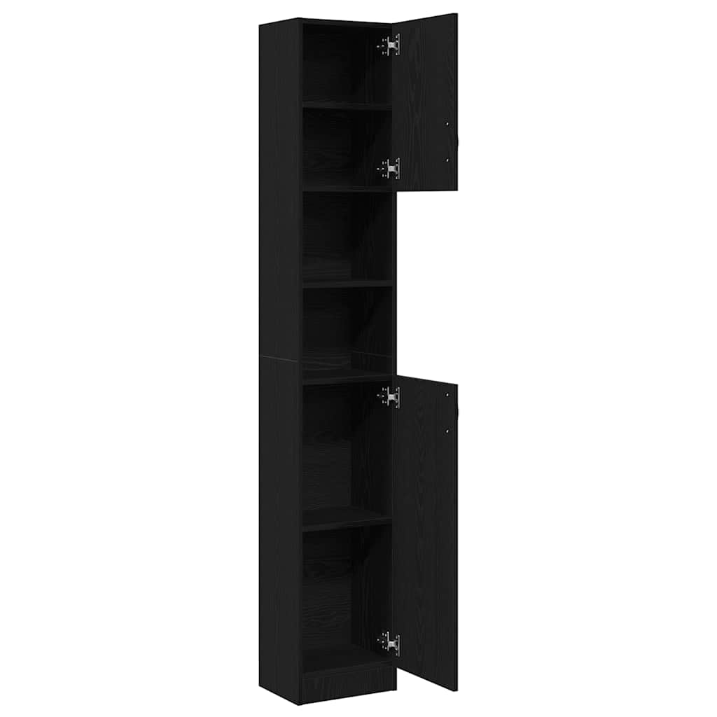 Mobile da Bagno Rovere Nero 32x25,5x190 cm in Legno Multistrato | homemem39