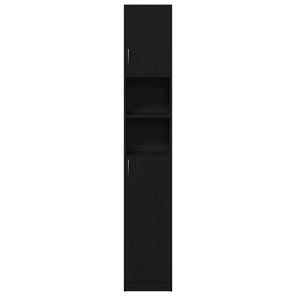 Mobile da Bagno Rovere Nero 32x25,5x190 cm in Legno Multistrato | homemem39