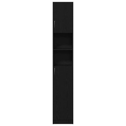Mobile da Bagno Rovere Nero 32x25,5x190 cm in Legno Multistrato