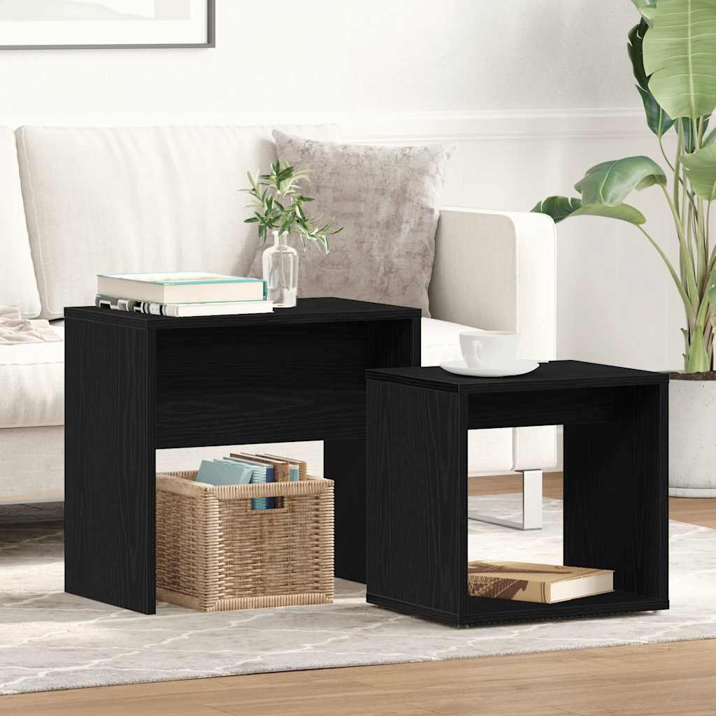 Tavolini da Salotto 2 pz Rovere Nero in Legno Multistrato | homemem39