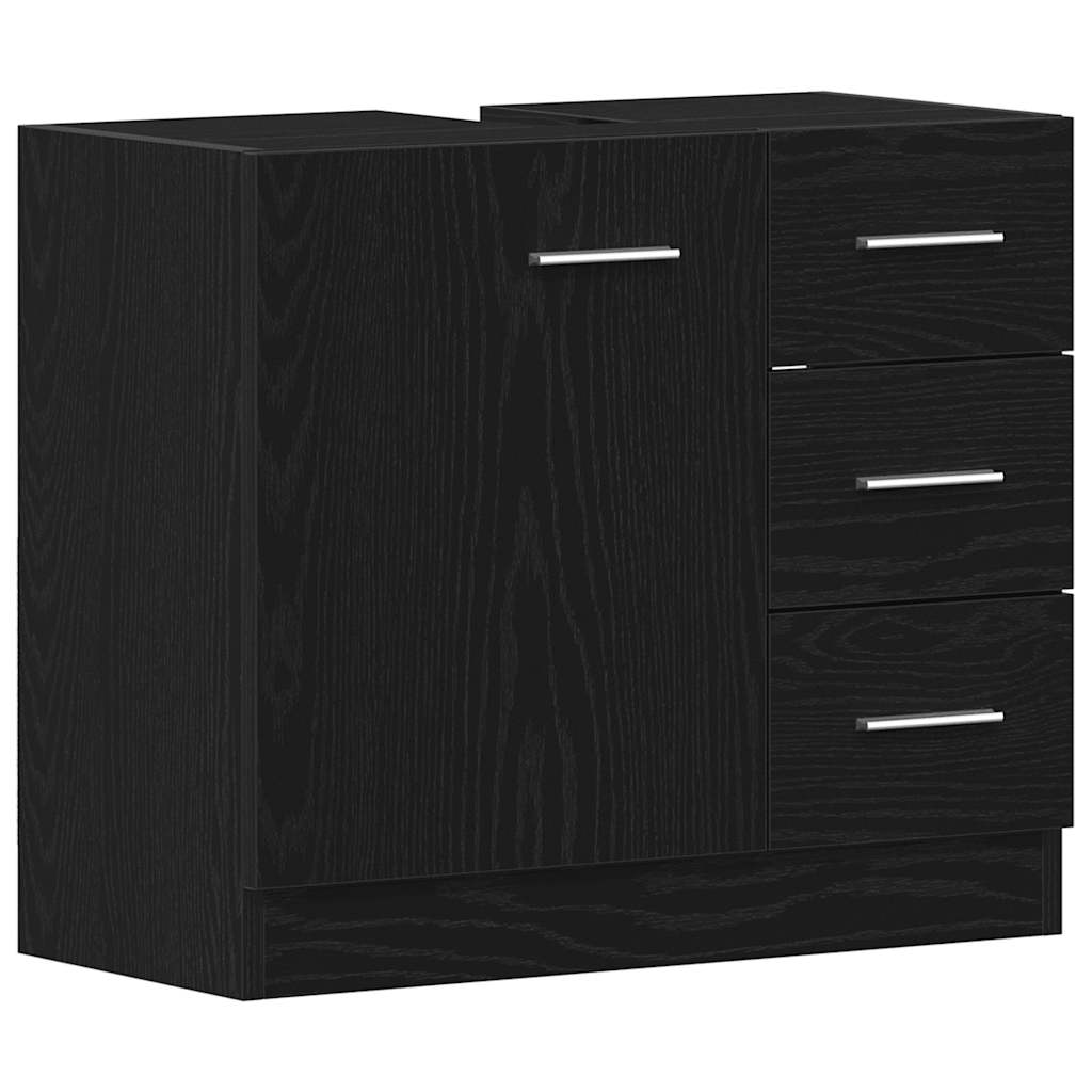 Mobile Lavabo Rovere Nero 63x30x54 cm in Legno Multistrato