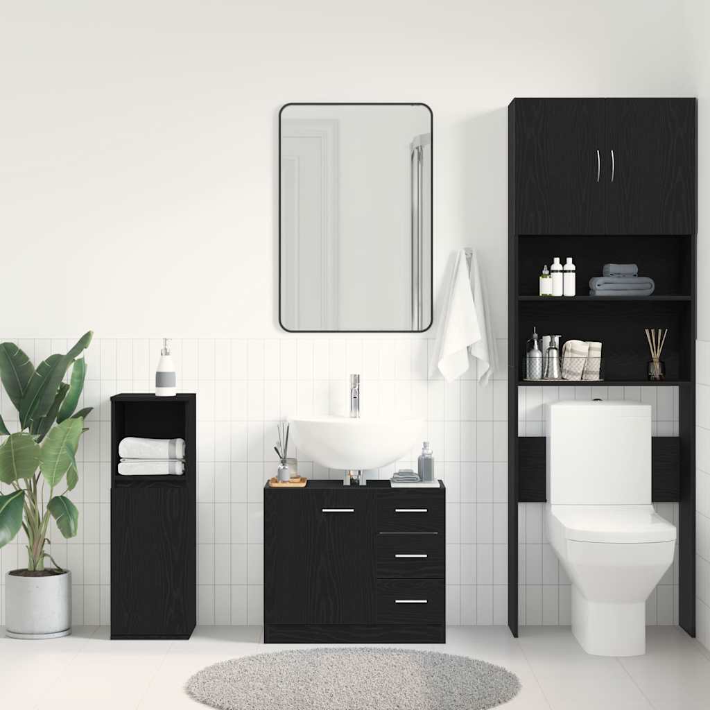 Mobile Lavabo Rovere Nero 63x30x54 cm in Legno Multistrato | homemem39