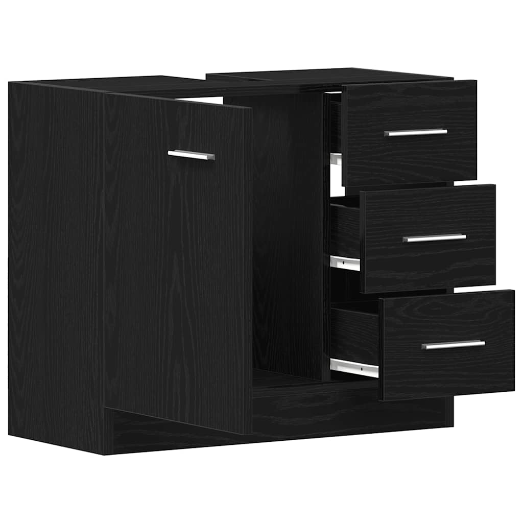 Mobile Lavabo Rovere Nero 63x30x54 cm in Legno Multistrato | homemem39