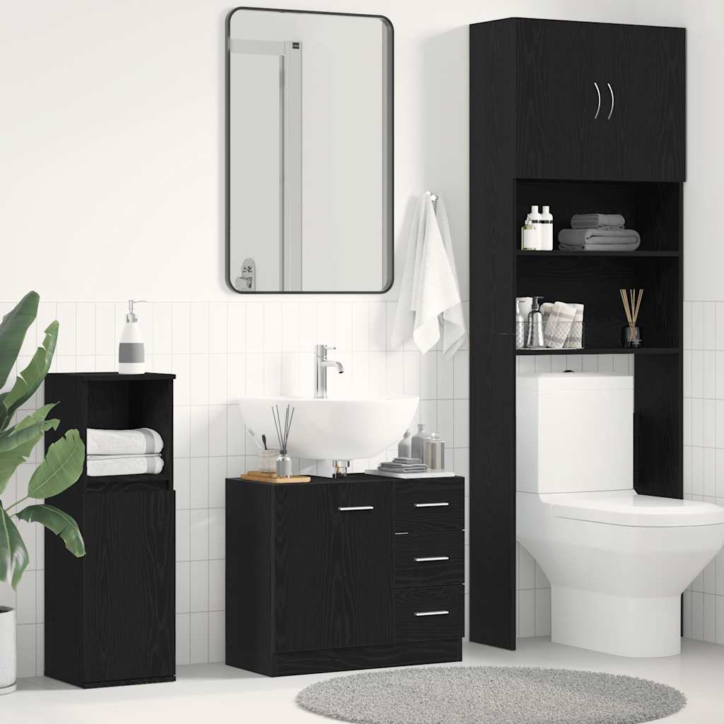 Mobile Lavabo Rovere Nero 63x30x54 cm in Legno Multistrato | homemem39