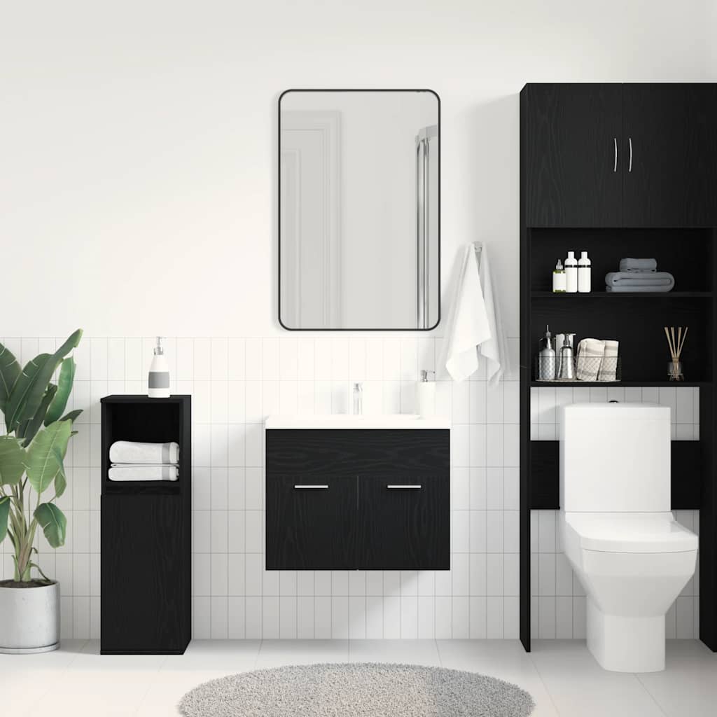 Mobile Lavabo da Bagno Rovere Nero 60x38,5x46 cm in Truciolato | homemem39