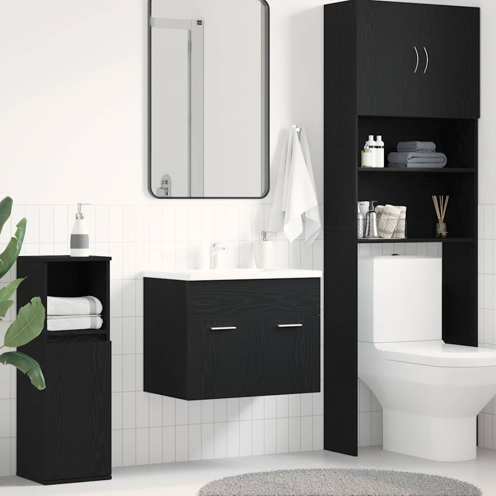 Mobile Lavabo da Bagno Rovere Nero 60x38,5x46 cm in Truciolato
