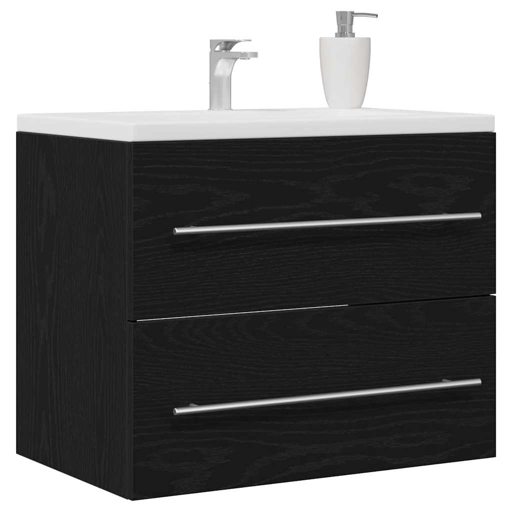 Mobile Lavabo da Bagno Rovere Nero 60x38,5x48 cm in Truciolato