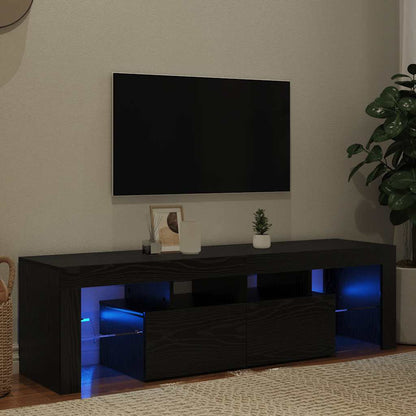 Mobile Porta TV con LED Rovere Nero 140x36,5x40 cm Truciolato - homemem39
