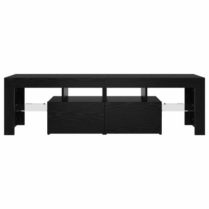 Mobile Porta TV con LED Rovere Nero 140x36,5x40 cm Truciolato - homemem39