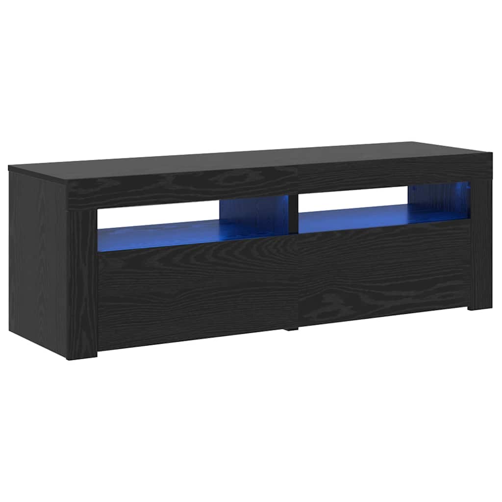 Mobile Porta TV con LED Rovere Nero 120x35x40 cm Multistrato