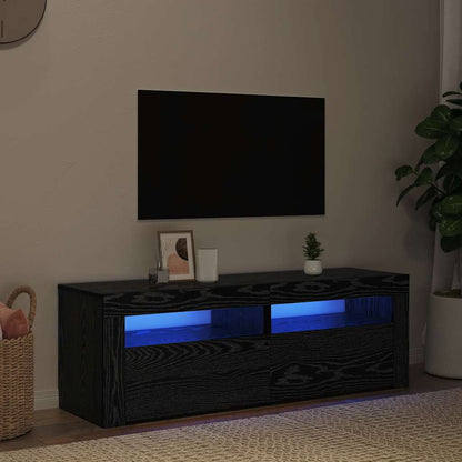 Mobile Porta TV con LED Rovere Nero 120x35x40 cm Multistrato | homemem39