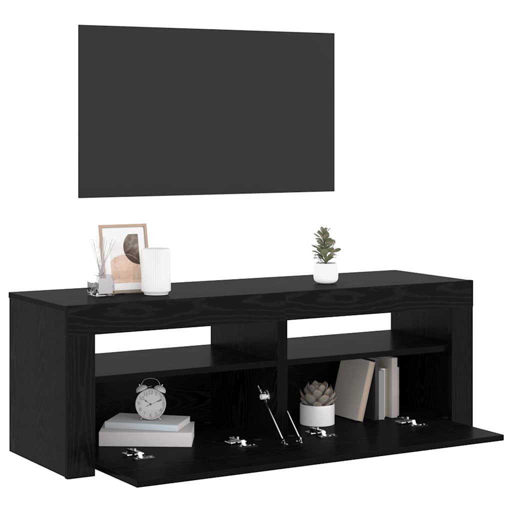 Mobile Porta TV con LED Rovere Nero 120x35x40 cm Multistrato | homemem39