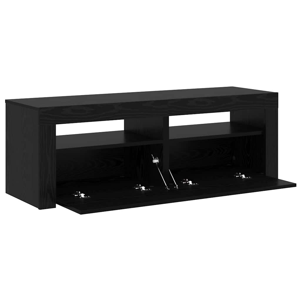 Mobile Porta TV con LED Rovere Nero 120x35x40 cm Multistrato | homemem39