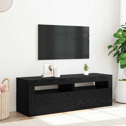 Mobile Porta TV con LED Rovere Nero 120x35x40 cm Multistrato | homemem39
