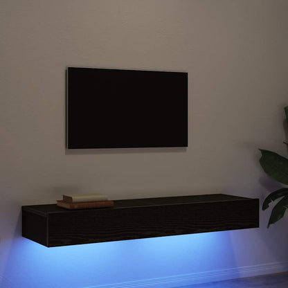 Mobili Porta TV con Luci a LED 2 pz Rovere Nero 60x35x15,5 cm