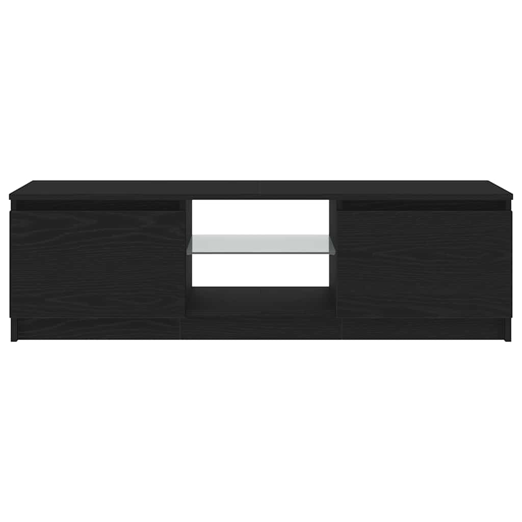 Mobile Porta TV con LED Rovere Nero 120x30x36 cm Multistrato - homemem39
