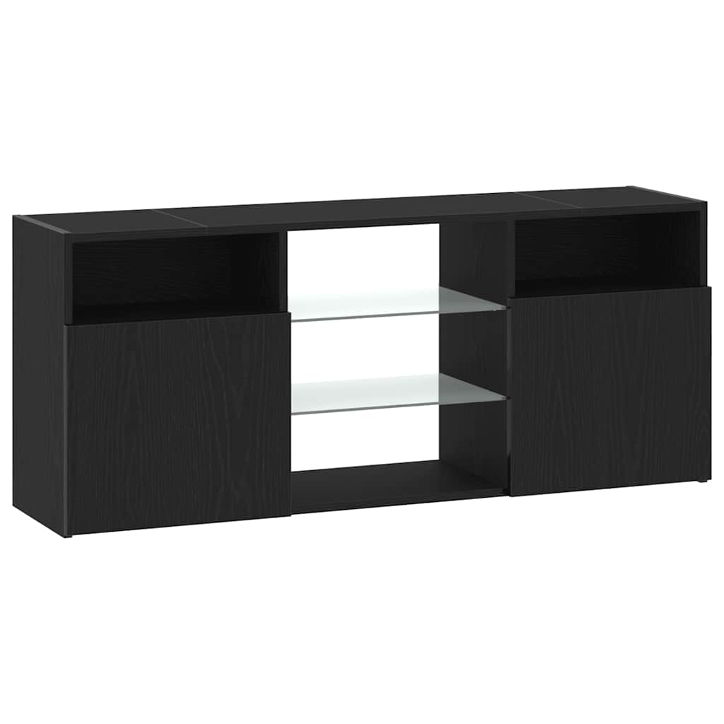 Mobile Porta TV con LED Rovere Nero 120x30x50 cm Multistrato - homemem39