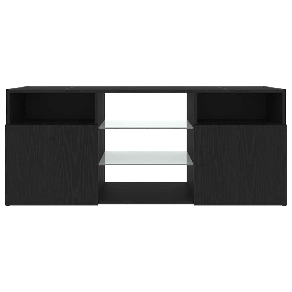 Mobile Porta TV con LED Rovere Nero 120x30x50 cm Multistrato - homemem39