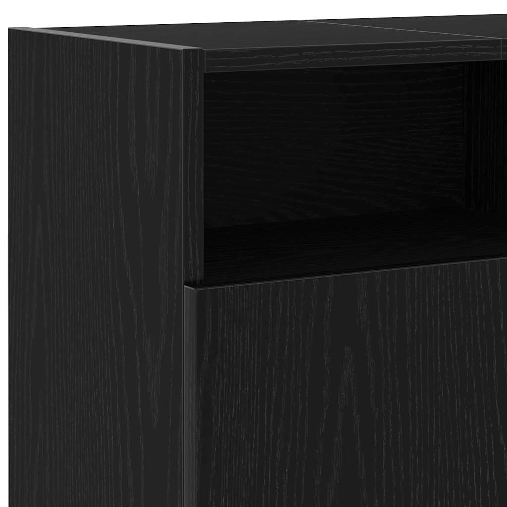 Mobile Porta TV con LED Rovere Nero 120x30x50 cm Multistrato - homemem39