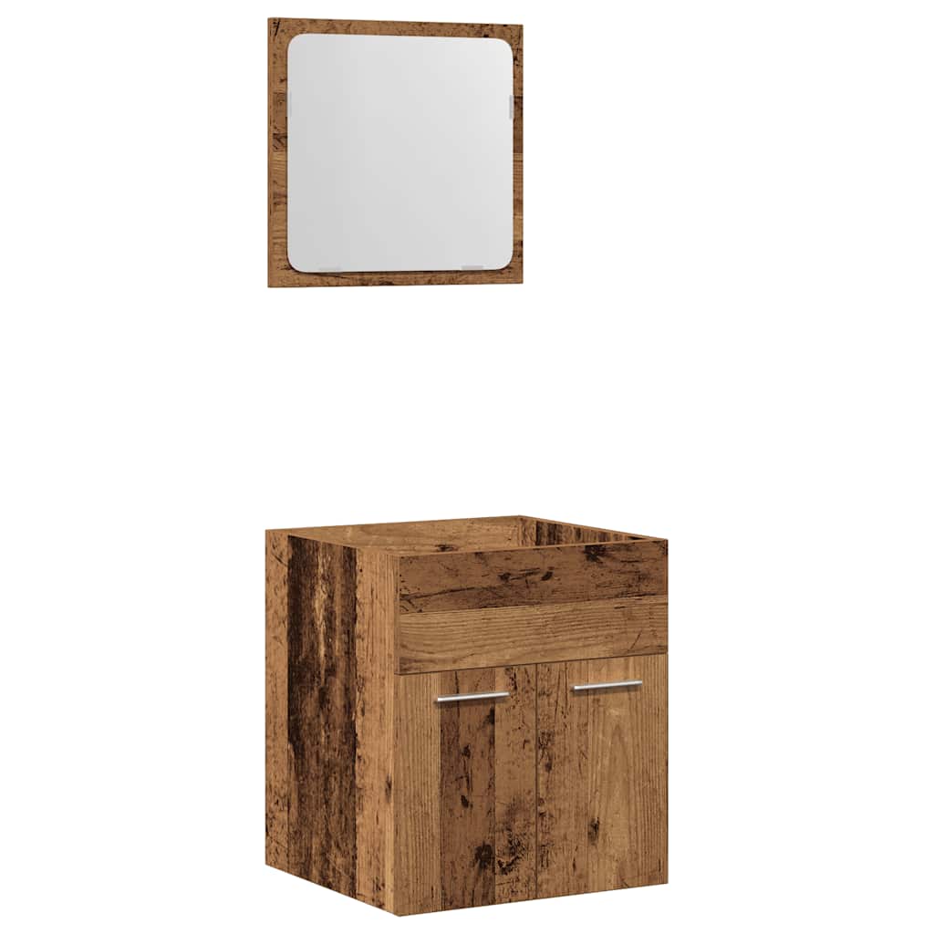 Set Mobili da Bagno 2 pz Legno Antico in Legno Multistrato