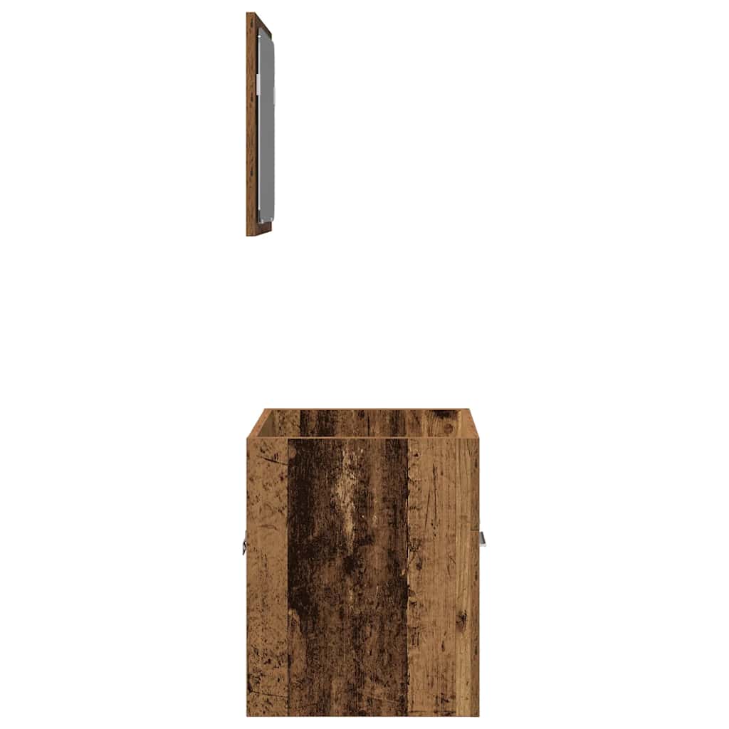 Set Mobili da Bagno 2 pz Legno Antico in Legno Multistrato