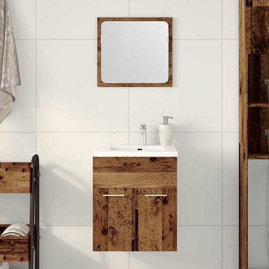 Set Mobili da Bagno 2 pz Legno Antico in Legno Multistrato | homemem39