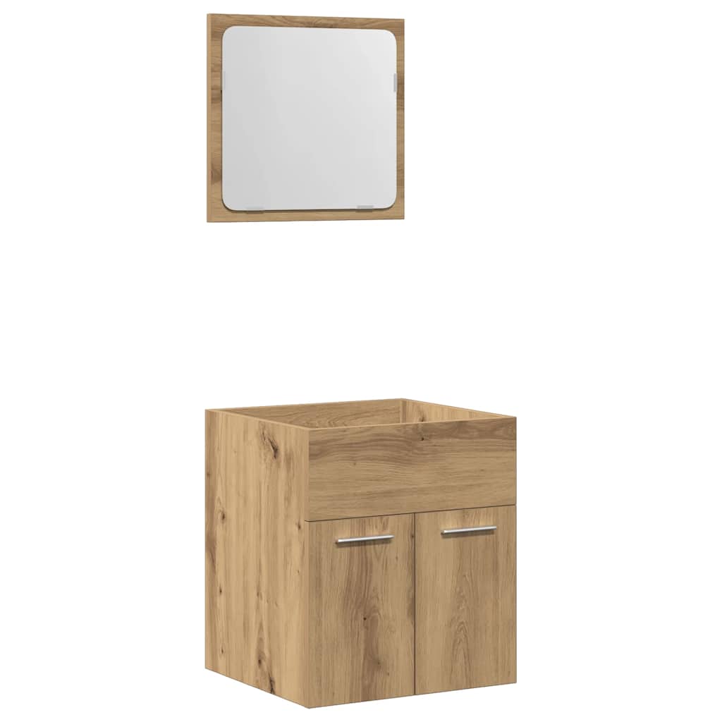 Set Mobili da Bagno 2 pz Rovere Artigianale Legno Multistrato | homemem39