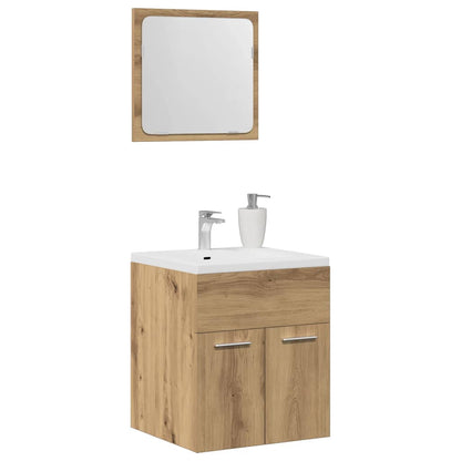 Set Mobili da Bagno 2 pz Rovere Artigianale Legno Multistrato