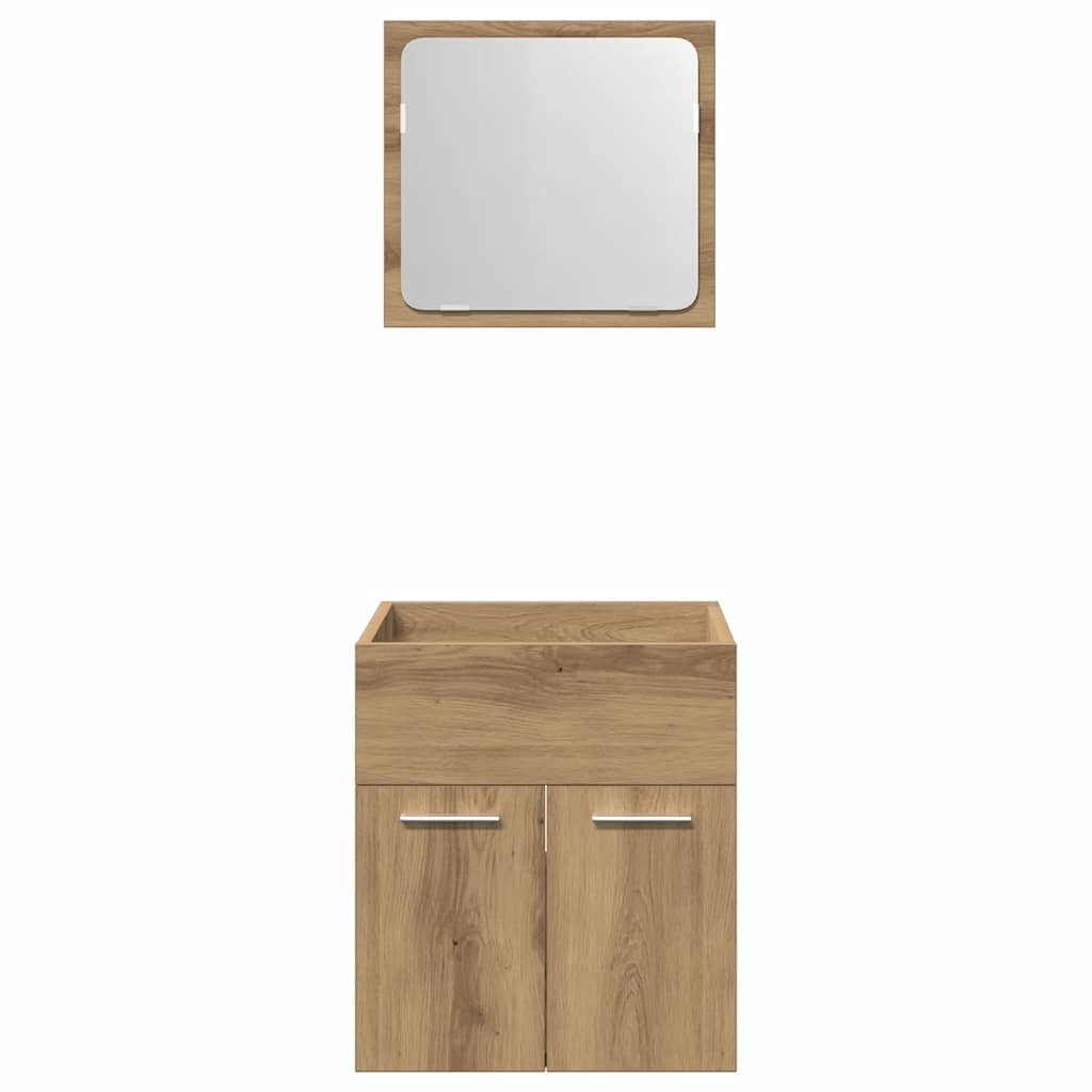 Set Mobili da Bagno 2 pz Rovere Artigianale Legno Multistrato | homemem39