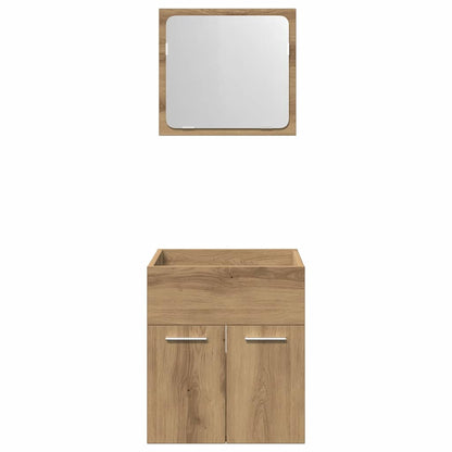 Set Mobili da Bagno 2 pz Rovere Artigianale Legno Multistrato | homemem39