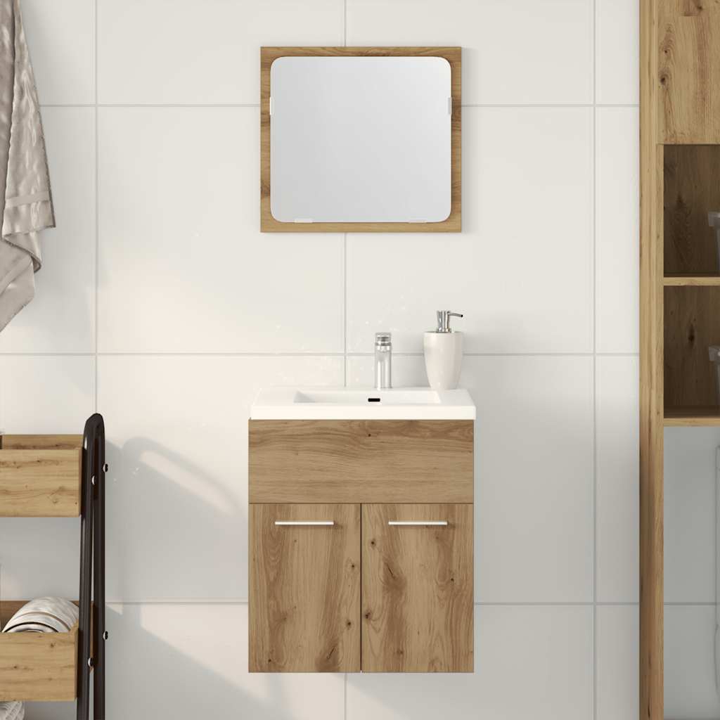 Set Mobili da Bagno 2 pz Rovere Artigianale Legno Multistrato | homemem39