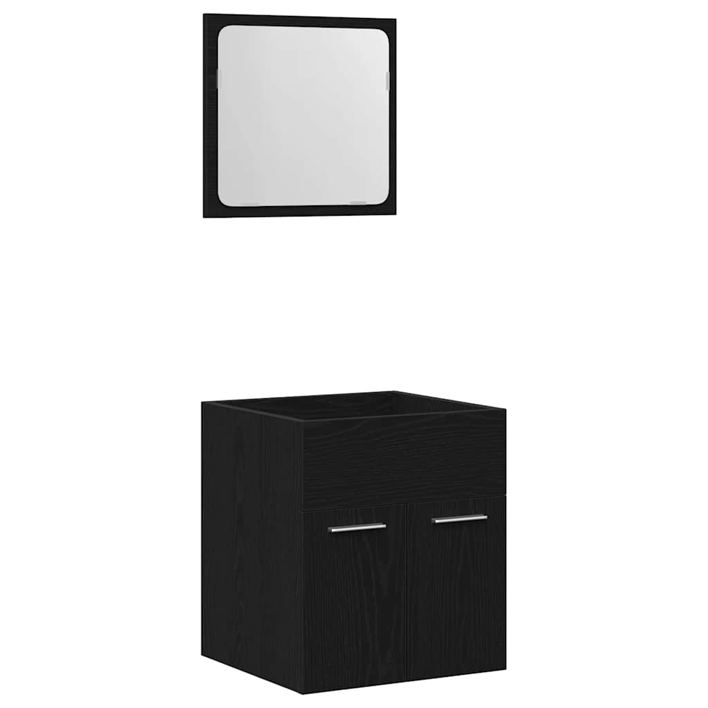 Set Mobili da Bagno 2 pz Rovere Nero in Legno Multistrato | homemem39